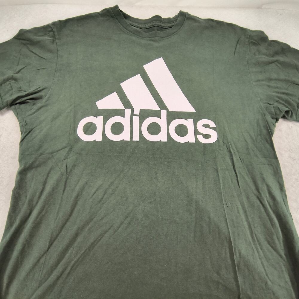 Adidas Casual Crew Neck Short Sleeve T Shirt Mens Size Large L Green White
